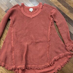 Rust colored sweater from Evereve